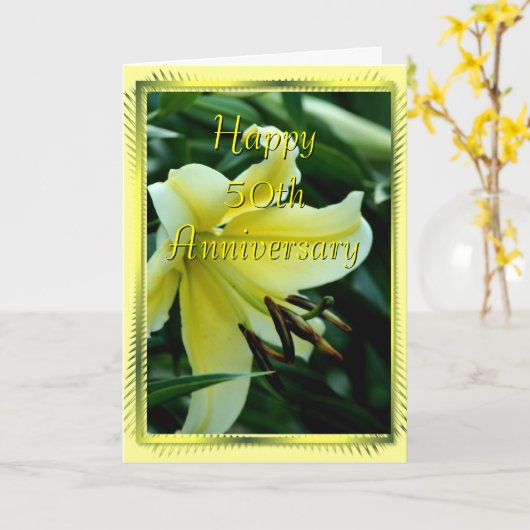Carte Lily pour le 50e anniversaire - toute occasi (Fleur jaune)