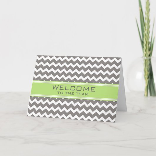 Carte Lime Gray Chevron Employee Welcome to the Team (Devant)