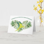 Carte Lime Green Parrot Bonne retraite Salutation (Fleur jaune)
