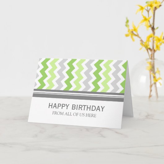 Carte Lime Grey Chevron Entreprise Du Groupe Anniversair (Fleur jaune)