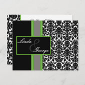 carte lime mariage damassé rsvp (Devant / Derrière)