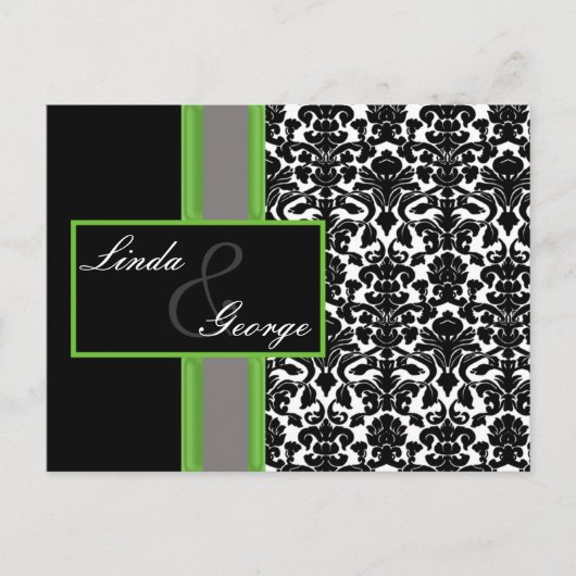 carte lime mariage damassé rsvp (Devant)