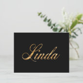 Carte Linda gold Design Lettering (Debout devant)