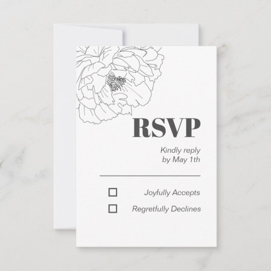 Carte Line Art Peony (Devant)
