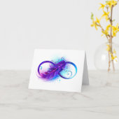 Carte L'infini avec plume violette (Fleur jaune)