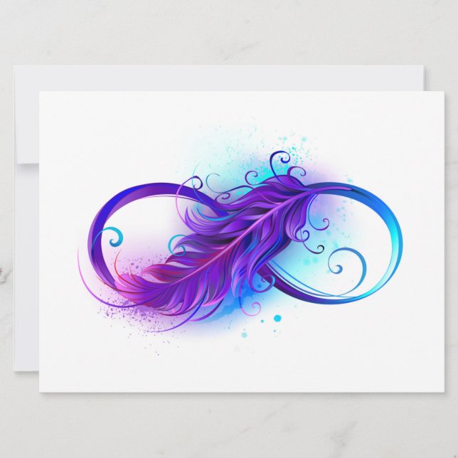 Carte L'infini avec plume violette (Devant)
