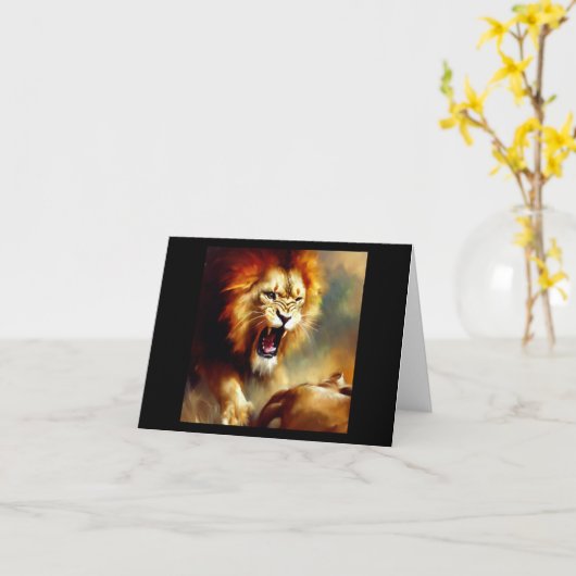 Carte Lion (10) Chat sauvage (Fleur jaune)