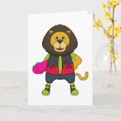 Carte Lion as skater with skateboard (Fleur jaune)