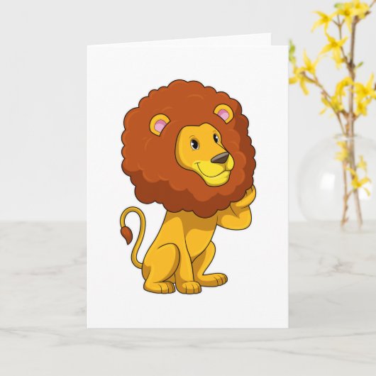 Carte Lion aux boucles (Fleur jaune)