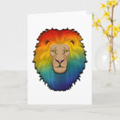 Carte Lion aux couleurs de l'arc-en-ciel (Fleur jaune)
