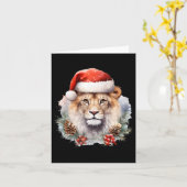 Carte Lion avec Casquette de Noël Afrique du Sud Safari (Fleur jaune)