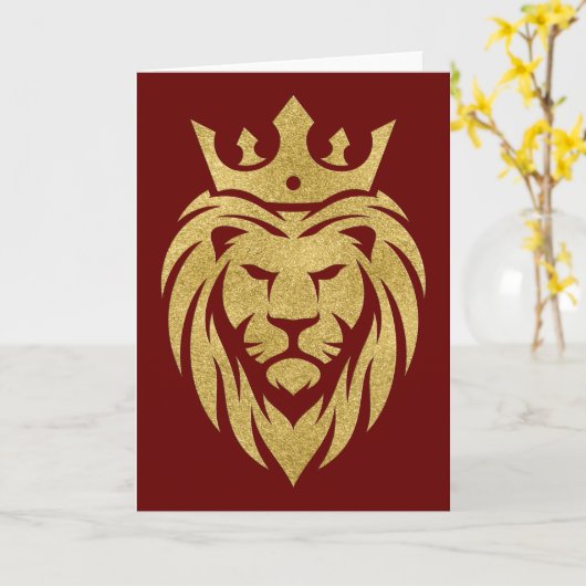 Carte Lion Avec Couronne - Style Or 3 (Fleur jaune)