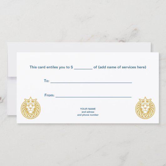 Carte Lion Avec Couronne - Style Or 4 (Dos)