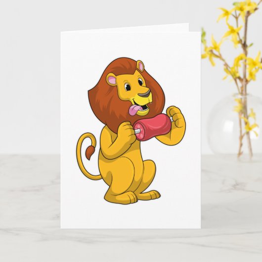 Carte Lion avec de la viande (Fleur jaune)