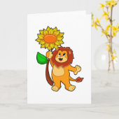 Carte Lion avec fleur tournesol (Fleur jaune)