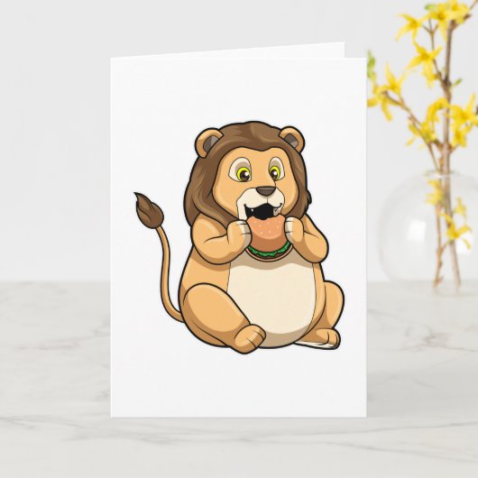 Carte Lion avec hamburger (Fleur jaune)