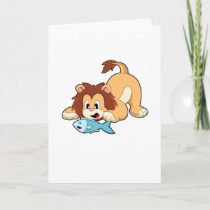 Carte Lion avec poisson