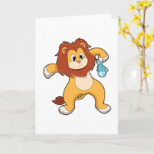 Carte Lion avec Poisson (Fleur jaune)