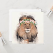 Carte Lion avec Portrait de couronne de fleurs (Devant/Arrière en situation)