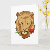 Carte Lion avec Rose (Fleur jaune)