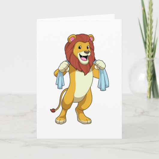 Carte Lion avec serviette pour douche (Devant)