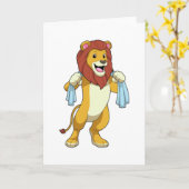Carte Lion avec serviette pour douche (Fleur jaune)