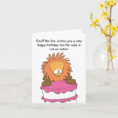 Carte Lion avec son gâteau (Fleur jaune)