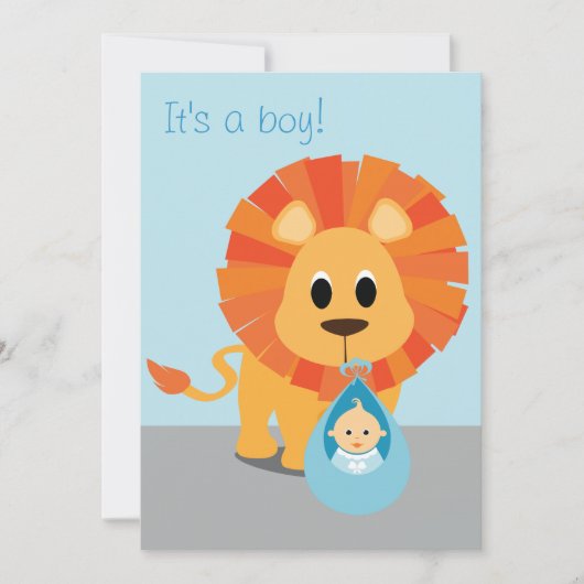 Carte Lion & Baby - C'est un garçon ! (Devant)