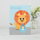 Carte Lion & Baby - C'est un garçon ! (Debout devant)