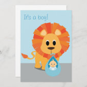 Carte Lion & Baby - C'est un garçon ! (Devant / Derrière)