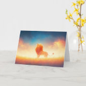 Carte Lion baigné dans l'étreinte du coucher de soleil (Fleur jaune)