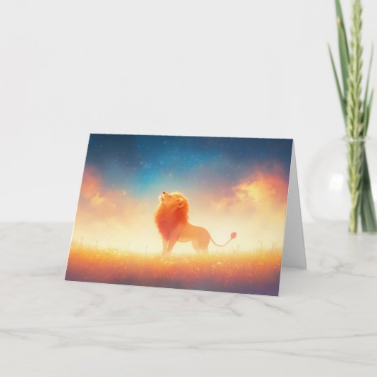 Carte Lion baigné dans l'étreinte du coucher de soleil (Devant)