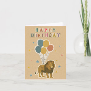 Carte Lion Birthday Card - Design animal Jungle