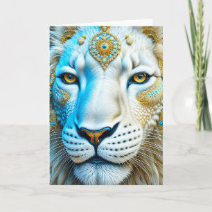 Carte Lion blanc et or majestueux Blank