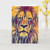 Carte Lion Card Vibrant Art (Fleur jaune)