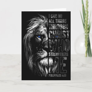 Carte Lion chrétien Je peux faire toutes choses par le C