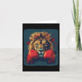 Carte Lion cool Avec Gants De Boxe Costume (Devant)