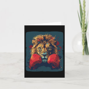 Carte Lion cool Avec Gants De Boxe Costume
