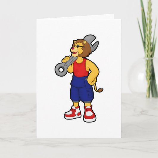 Carte Lion en mécanicien avec clé (Devant)