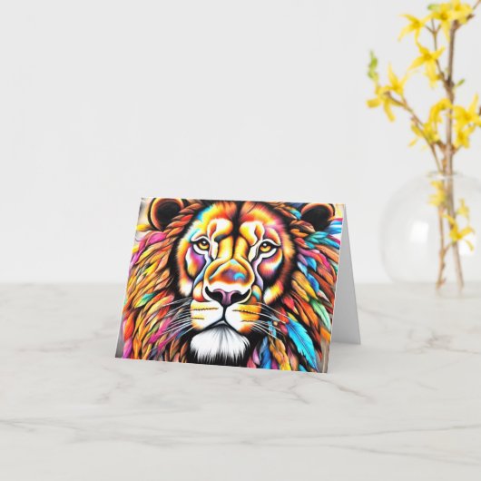 Carte Lion en plume par Lisa-Dawn Designs Anniversaire (Fleur jaune)