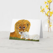 Carte Lion et agneau (Fleur jaune)