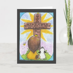 Carte Lion et agneau à la croix