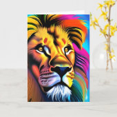 Carte Lion Face Imaginaire mystique (Fleur jaune)