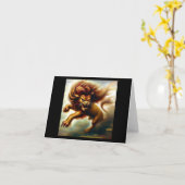 Carte Lion Foo Chinois (14) (Fleur jaune)