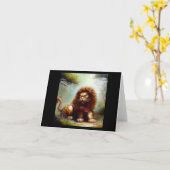 Carte Lion Foo Chinois (15) (Fleur jaune)