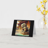 Carte Lion Foo Chinois (16) (Fleur jaune)