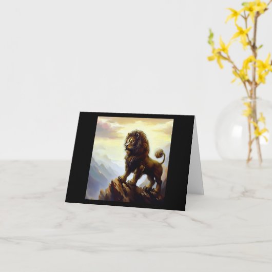 Carte Lion Foo Chinois (28) (Fleur jaune)