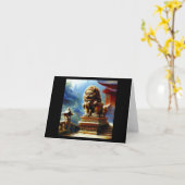 Carte Lion Foo Chinois (7) (Fleur jaune)