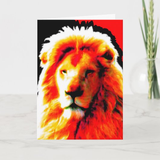 Carte Lion Head Red 'Happy Birthday' (Devant)
