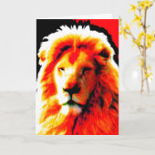 Carte Lion Head Red 'Happy Birthday' (Fleur jaune)
